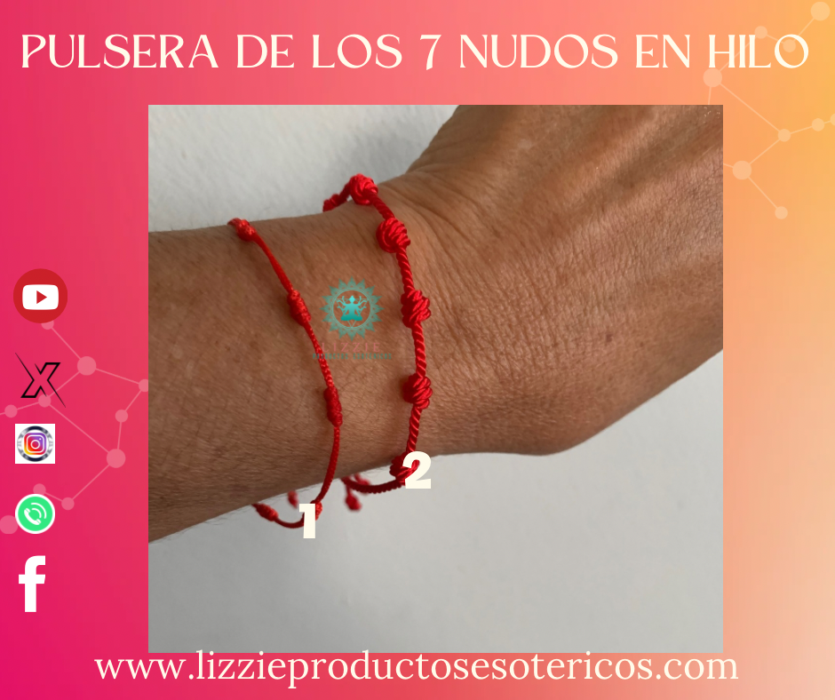 Pulsera con hilo rojo con los 7 nudos