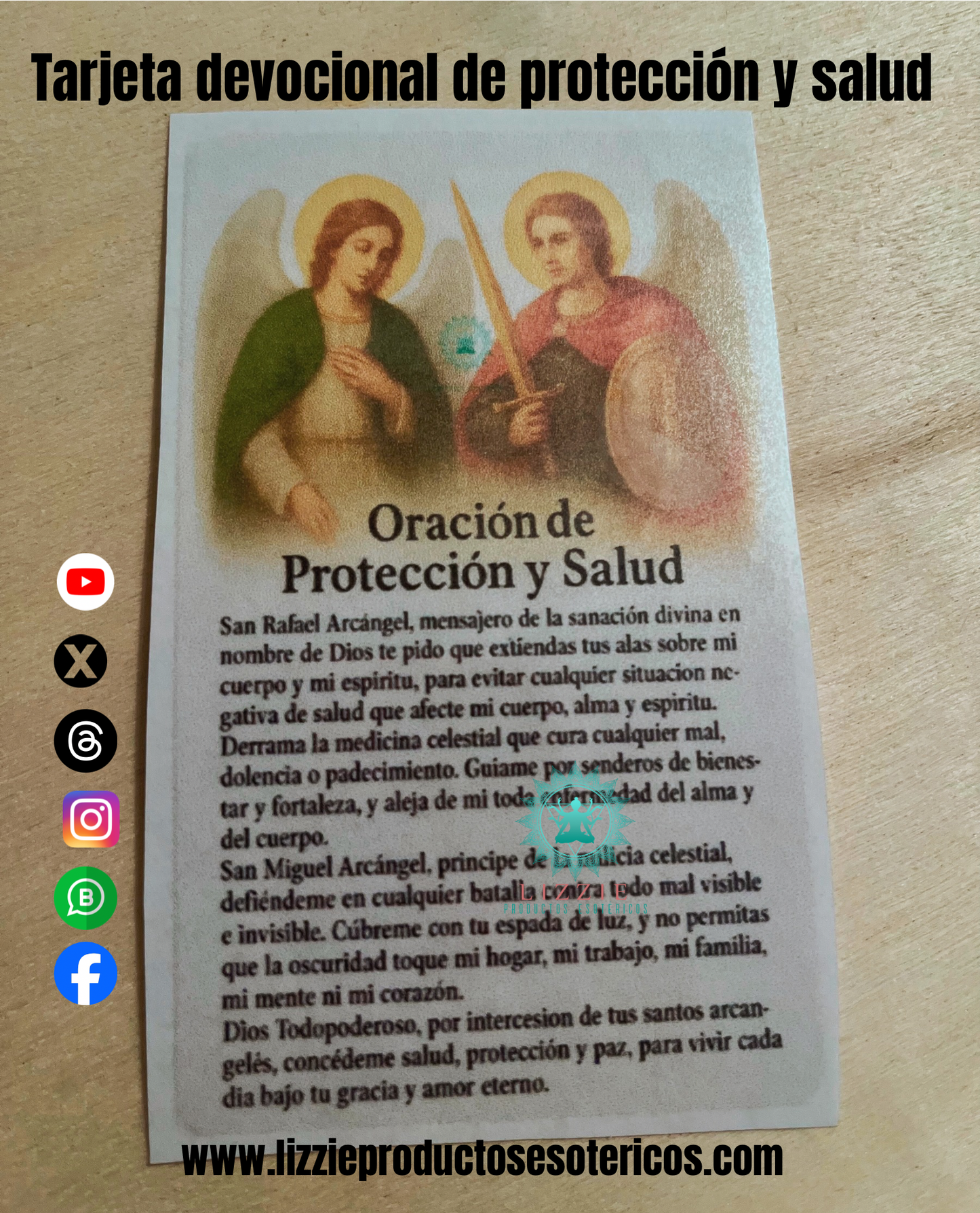Tarjeta devocional de protección y salud ( Arcángel San Miguel y San Rafael )
