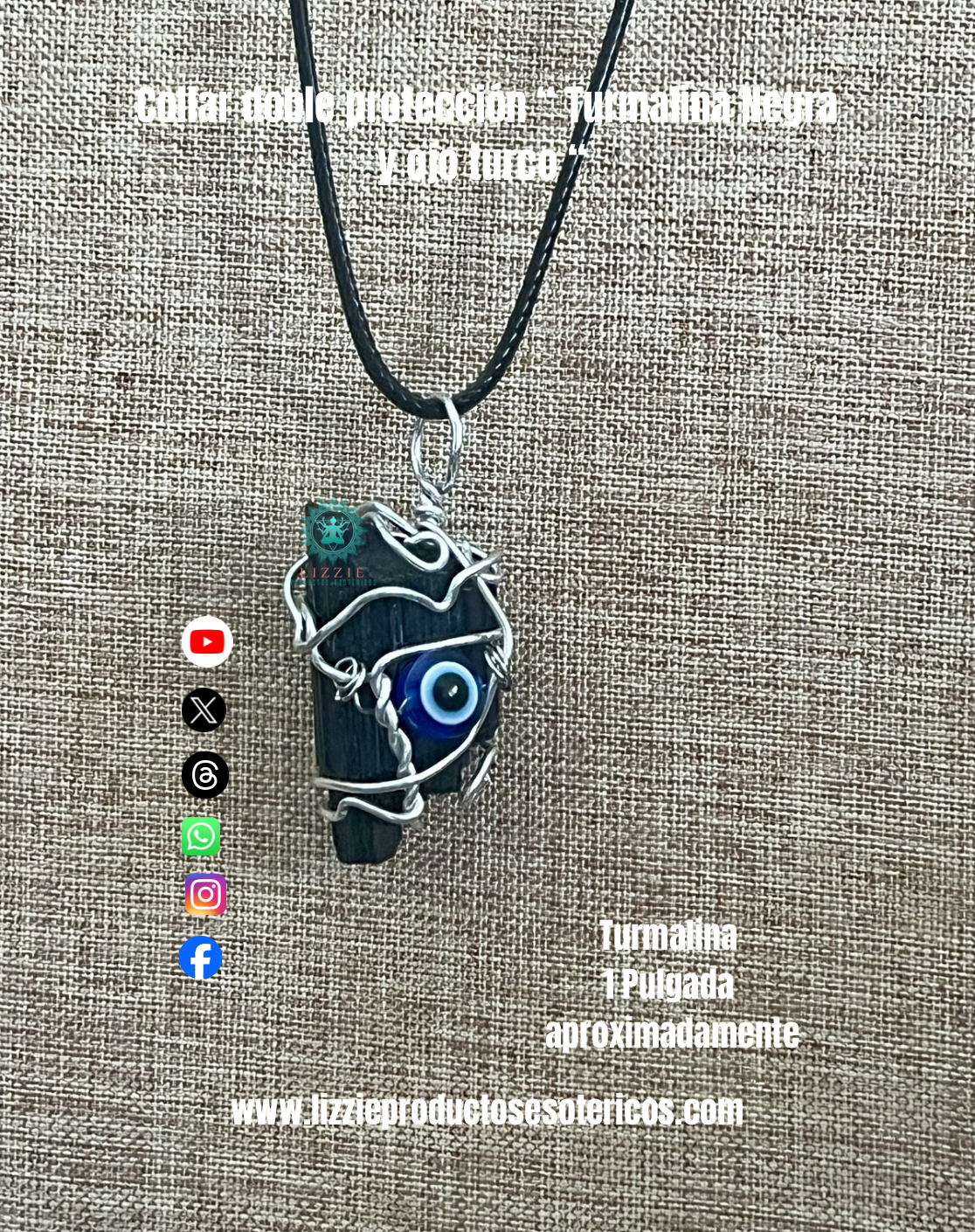 Collar doble protección ( Turmalina negra y ojo turco )