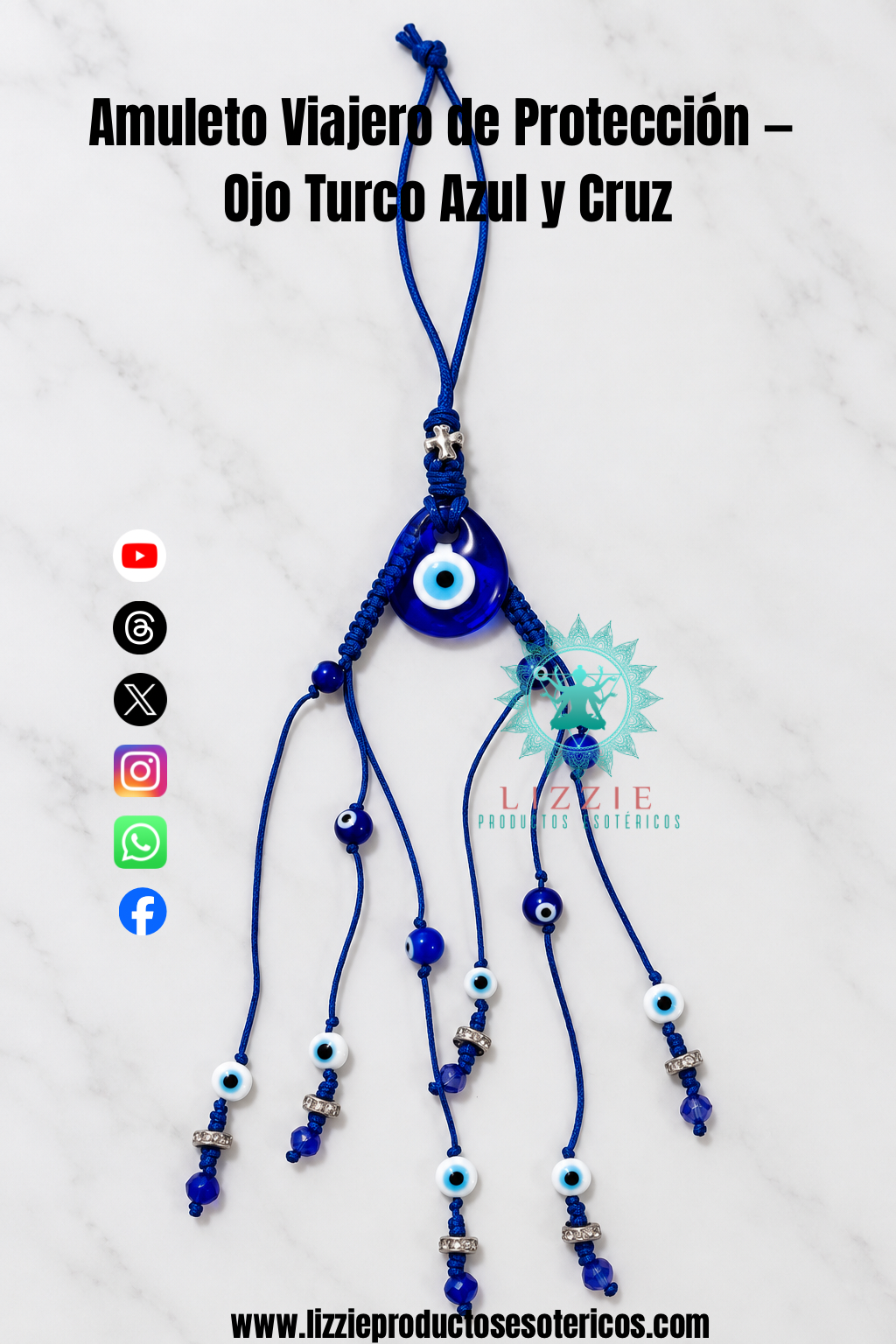 Amuleto para Carro – Ojo Turco Azul y Cruz
