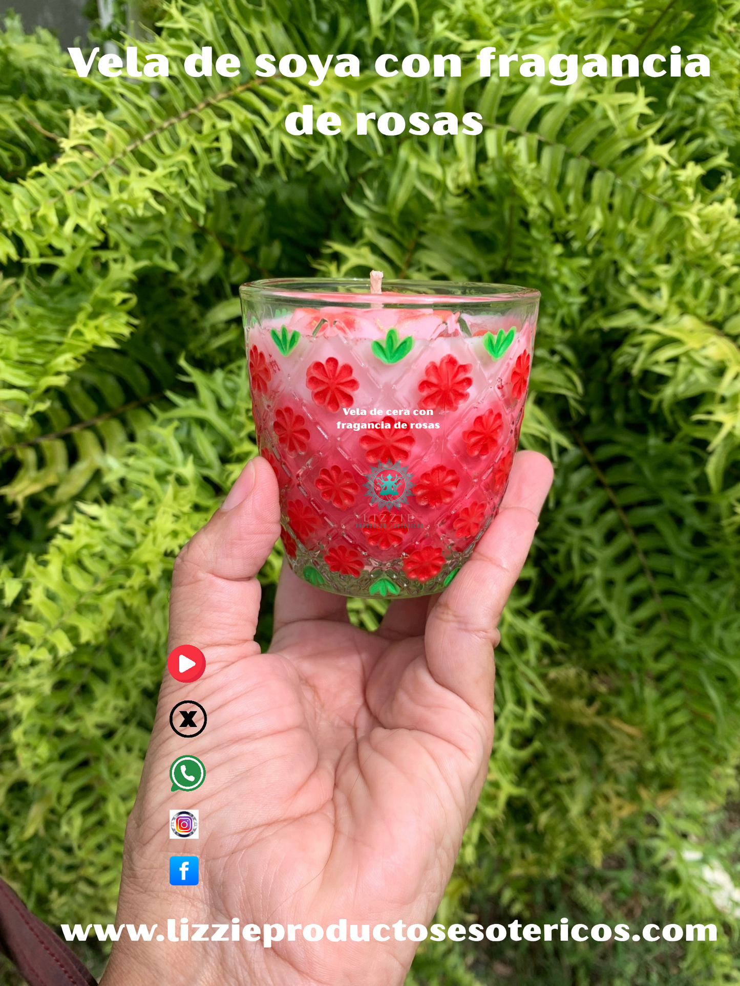Vela de cera con Fragancia de Rosas