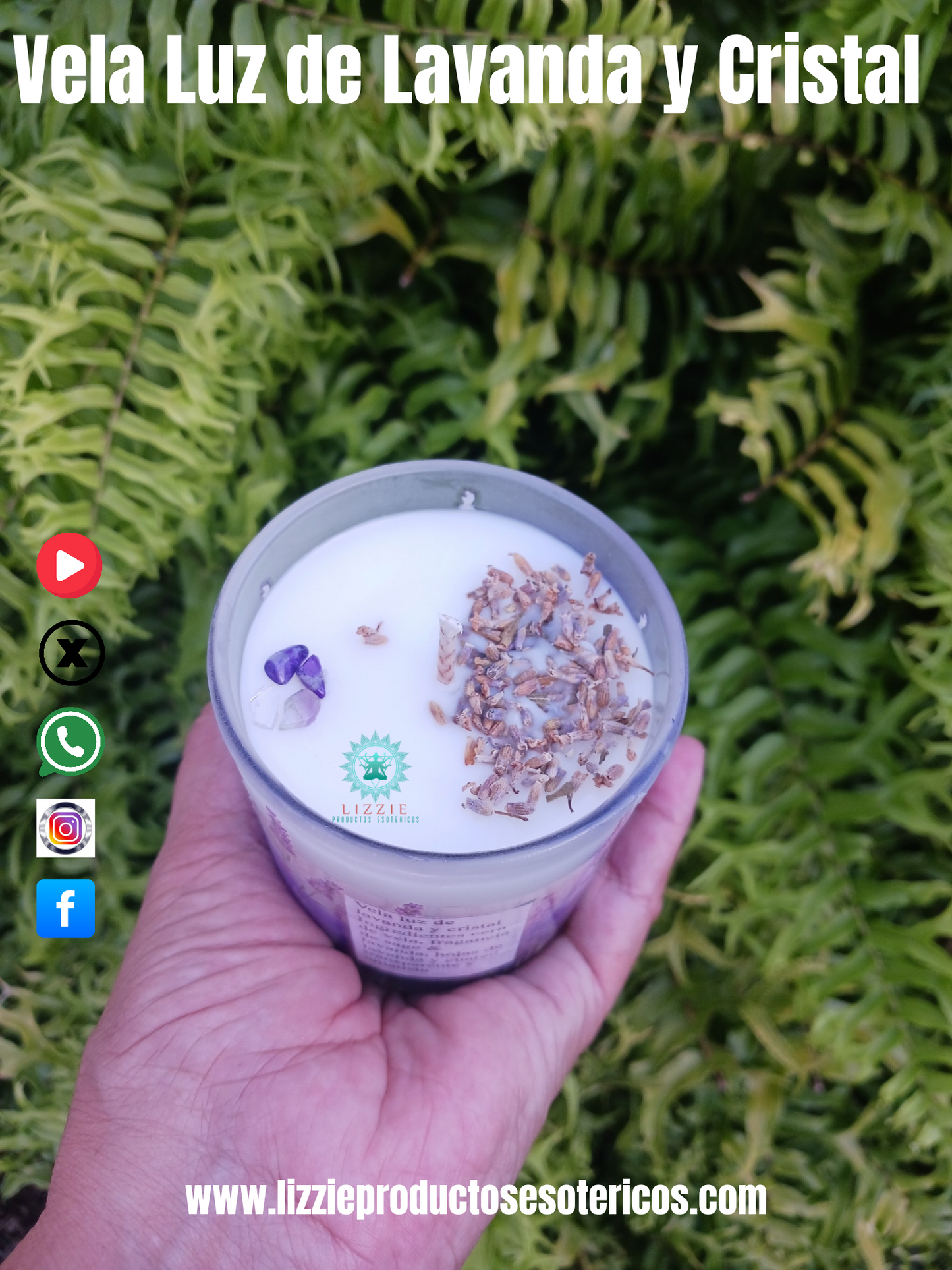 Vela Luz de Lavanda y Cristal