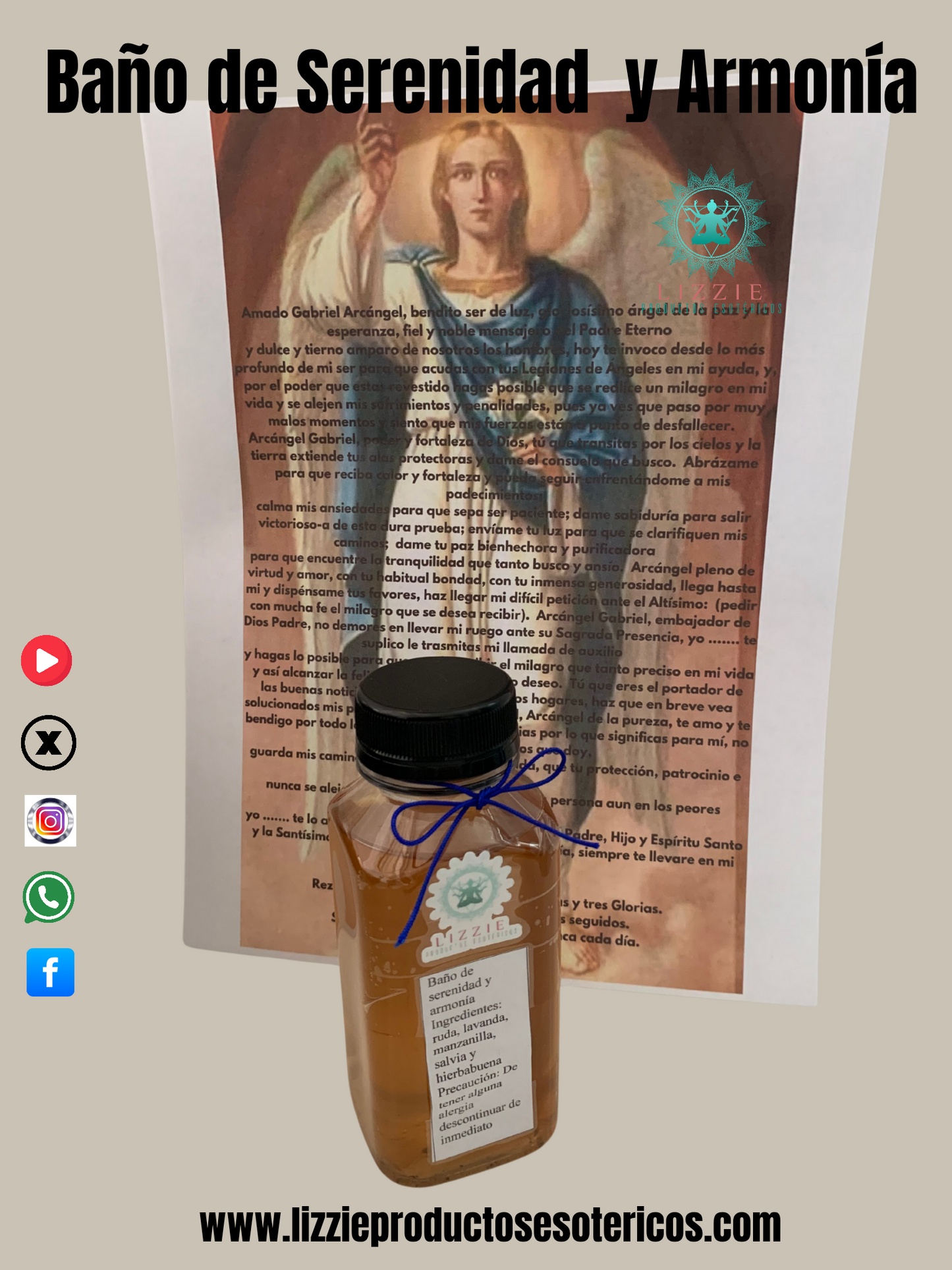 Baño de Serenidad y Armonía con imagen de San Gabriel ( incluye la oración)