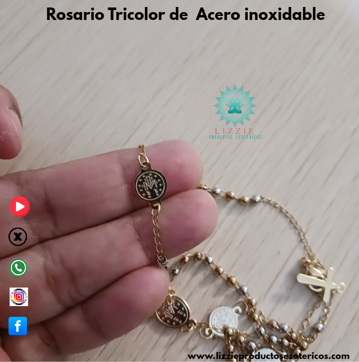 Rosario Tricolor de acero inoxidable