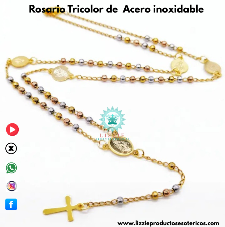 Rosario Tricolor de acero inoxidable