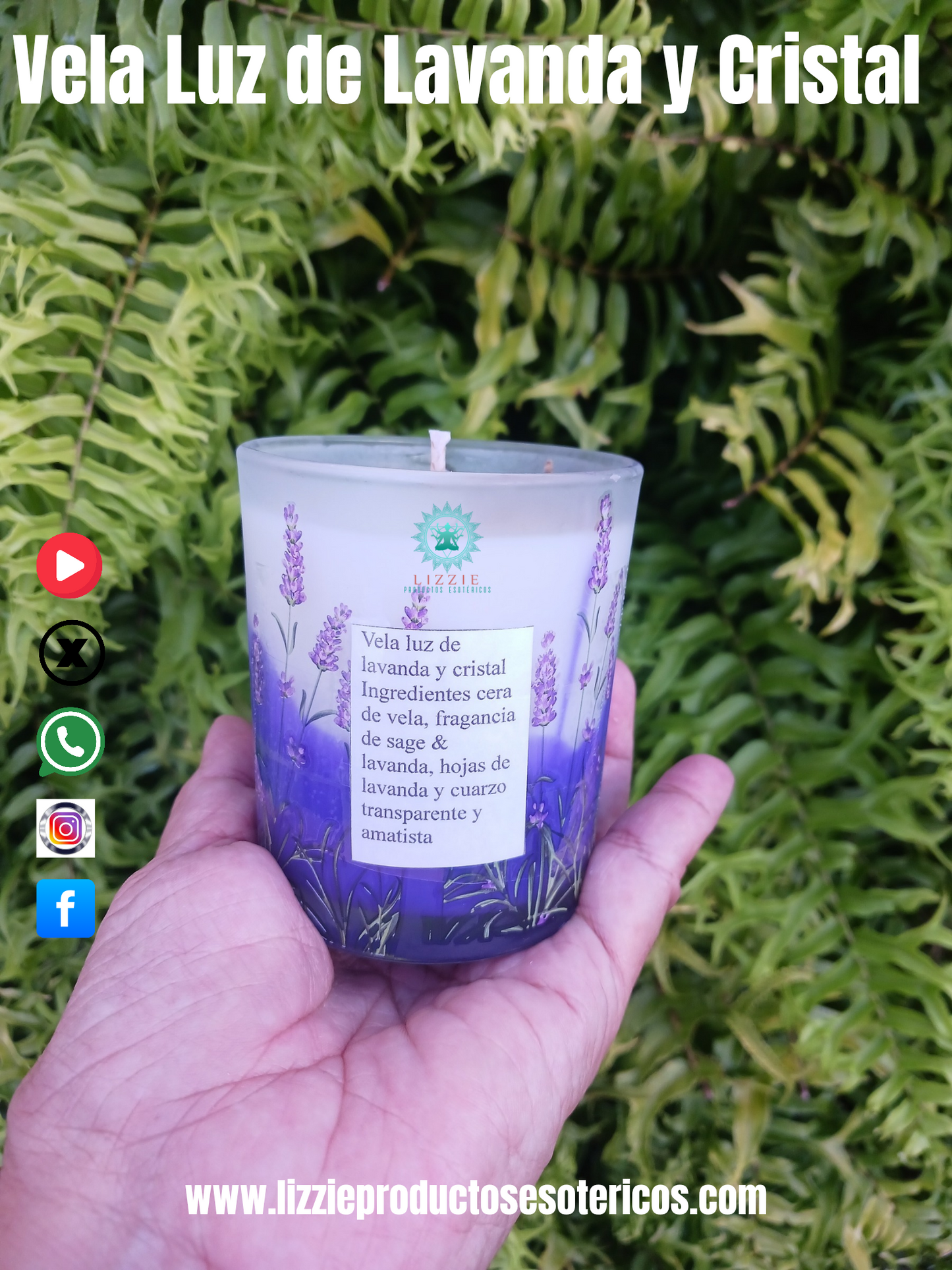 Vela Luz de Lavanda y Cristal
