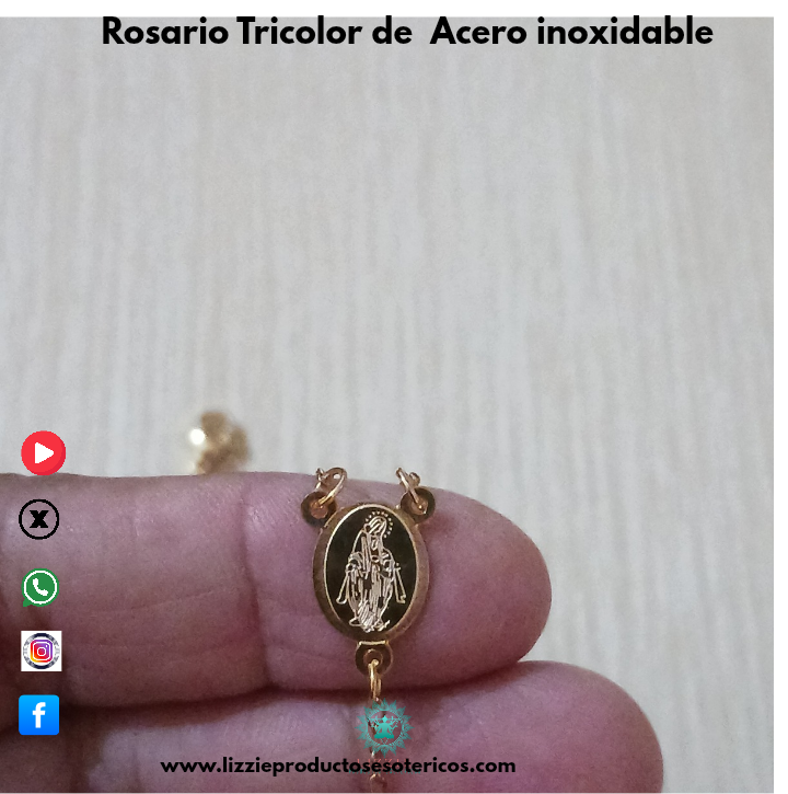 Rosario Tricolor de acero inoxidable