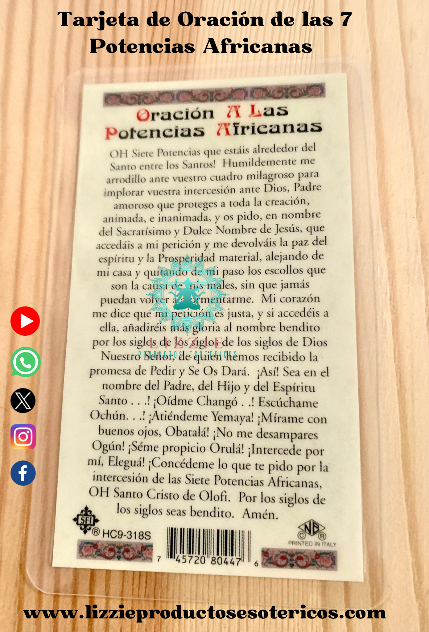 Tarjeta de Oración de las 7 Potencias Africanas