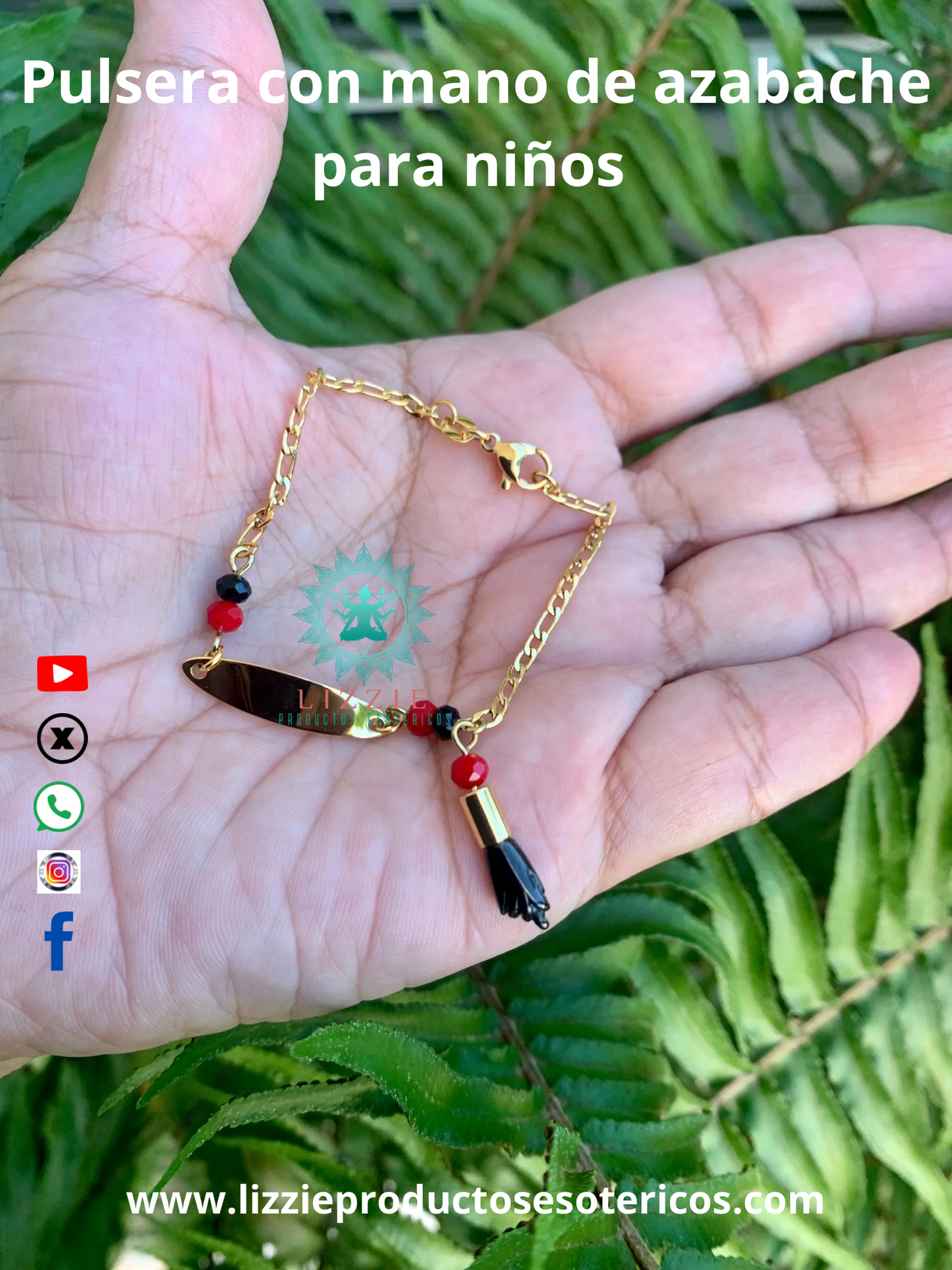 Pulsera con mano de azabache para niños