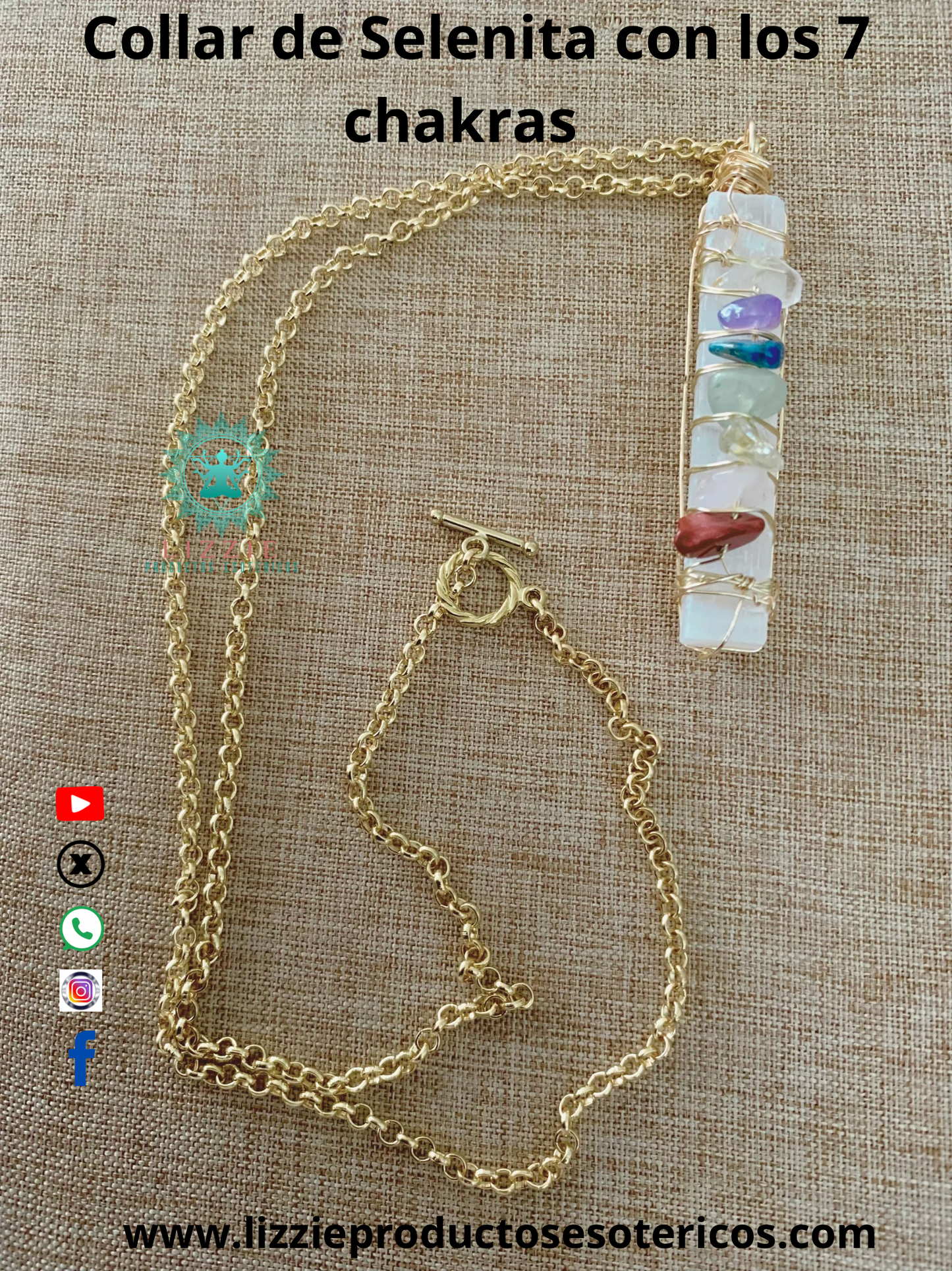 Collar de Selenita con los 7 Chakras