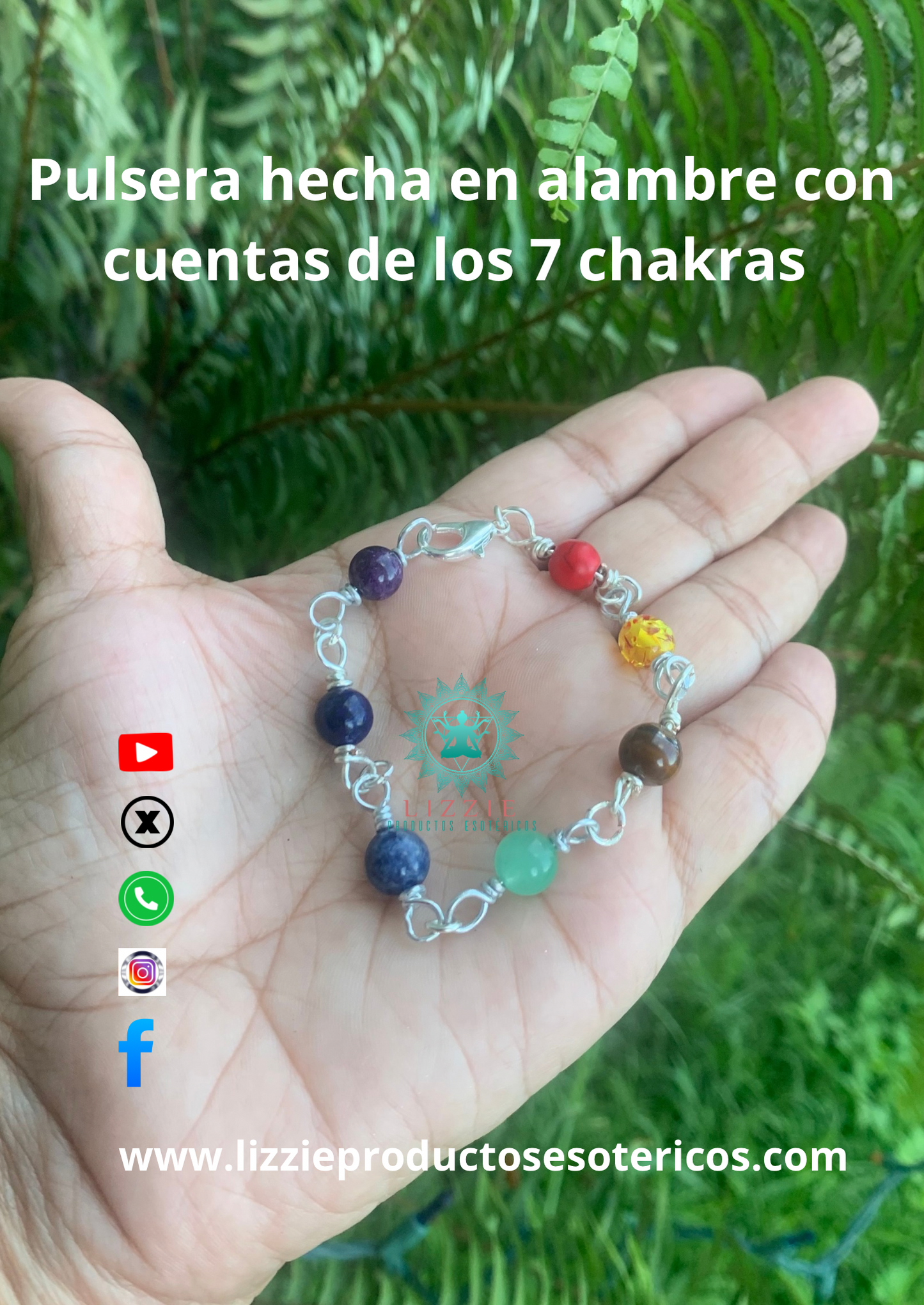 Pulsera hecha en alambre con cuentas de los 7 chakras