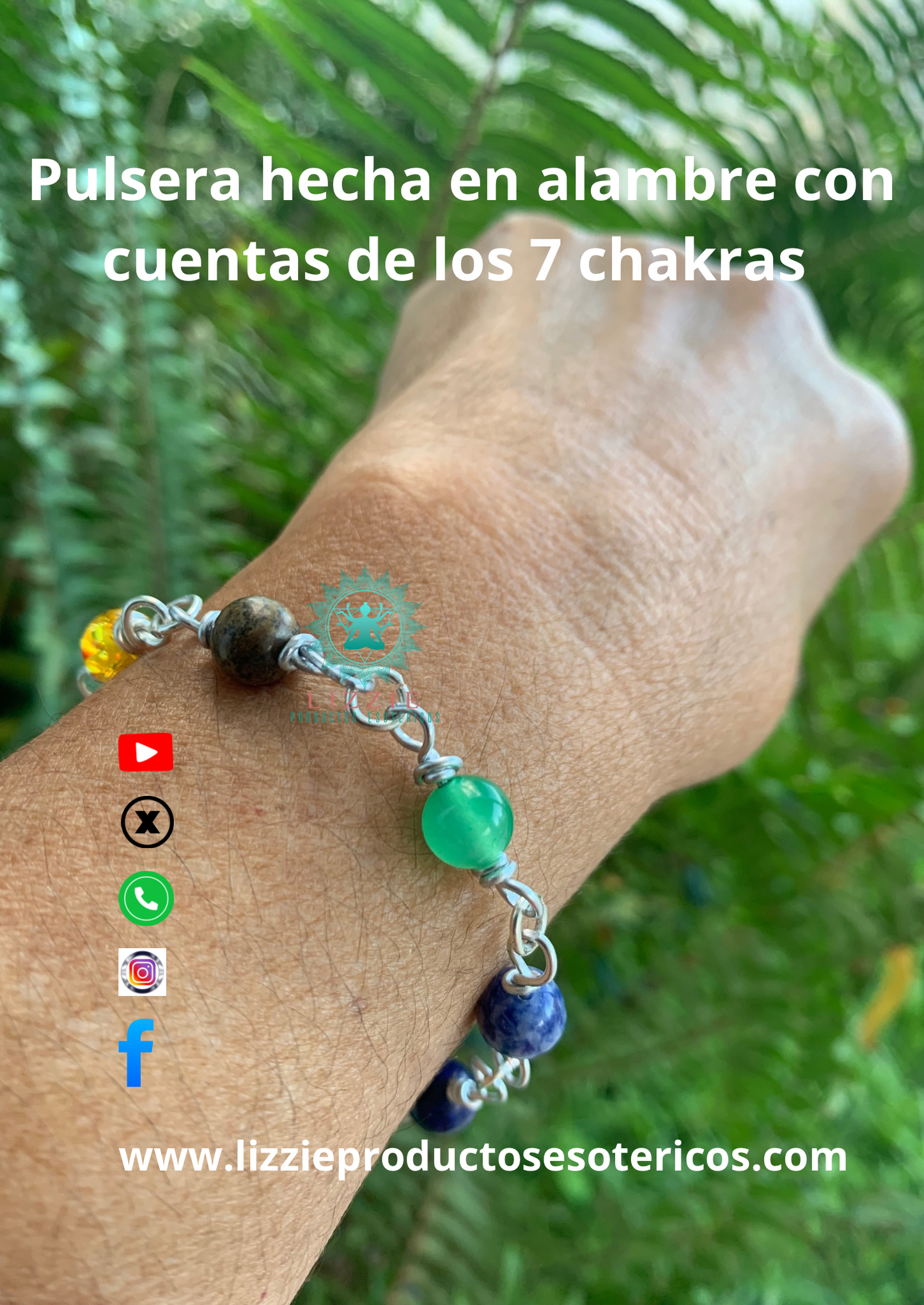 Pulsera hecha en alambre con cuentas de los 7 chakras