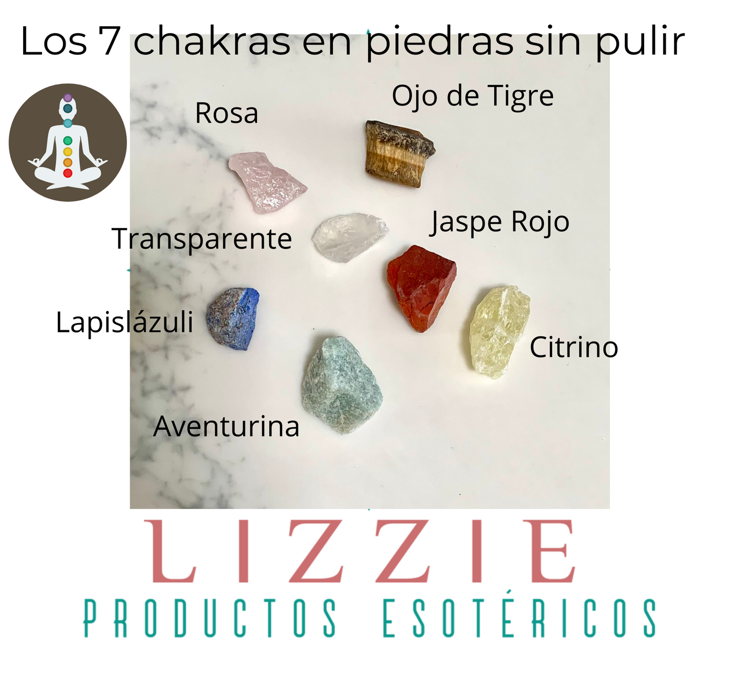 Los 7 chakras en piedras sin pulir