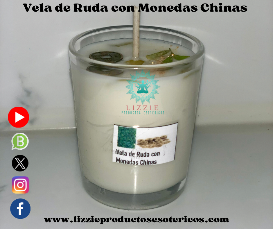 Rue Candle with Chinese Coins