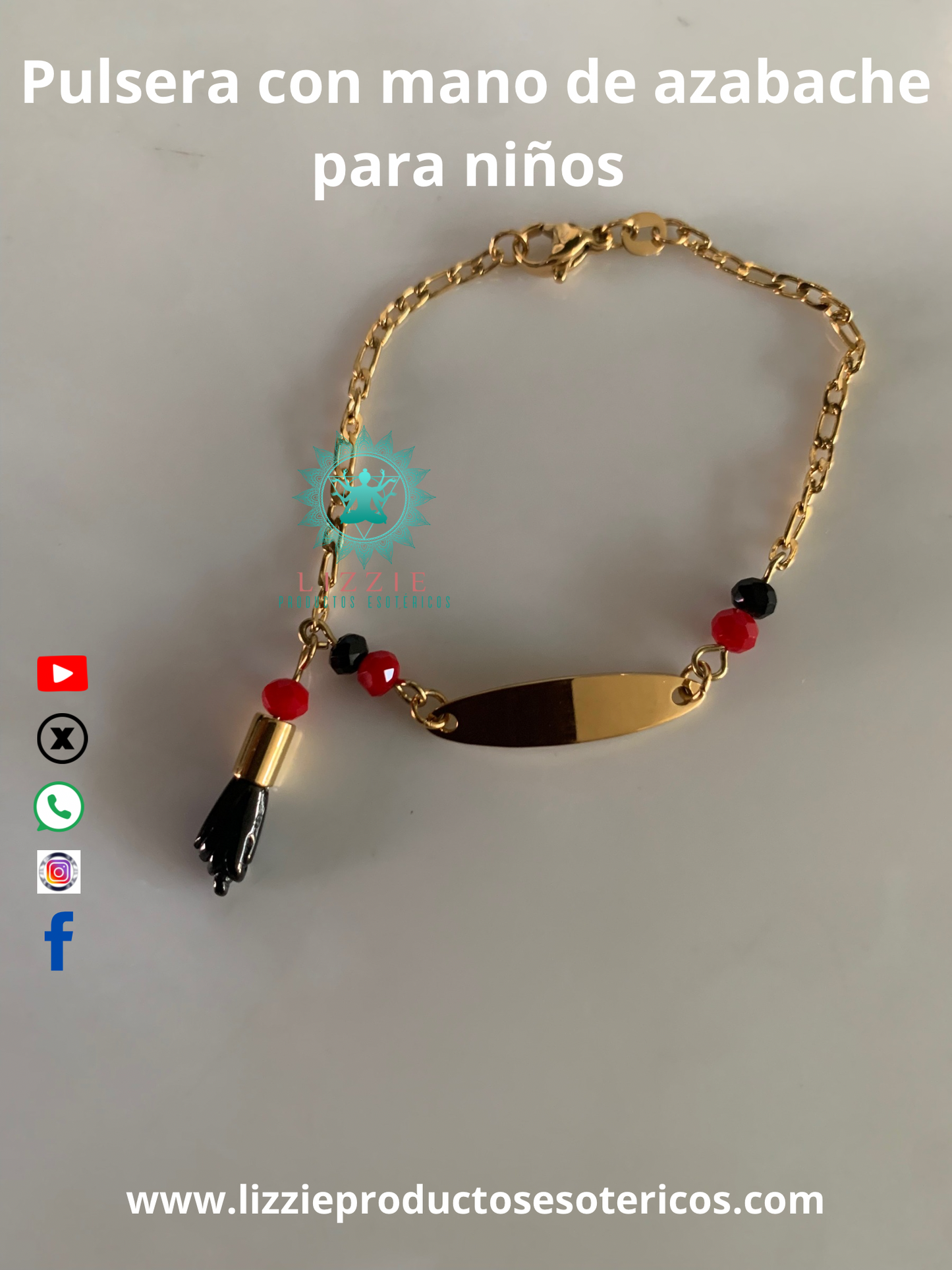 Pulsera con mano de azabache para niños