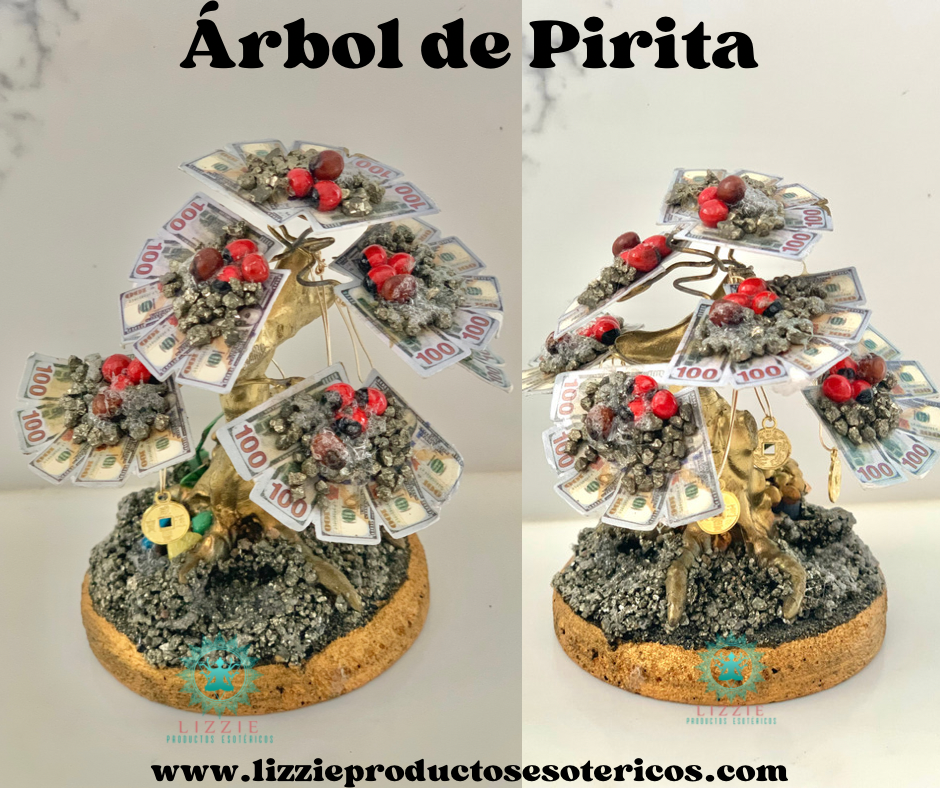 Árbol de Pirita , Pulsera de Cuarzos y 2 Inciensos de Money ( Para  la buena suerte