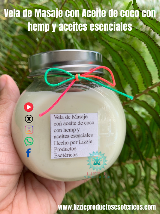 Vela de Masaje con aceite de coco con hemp y aceites esenciales