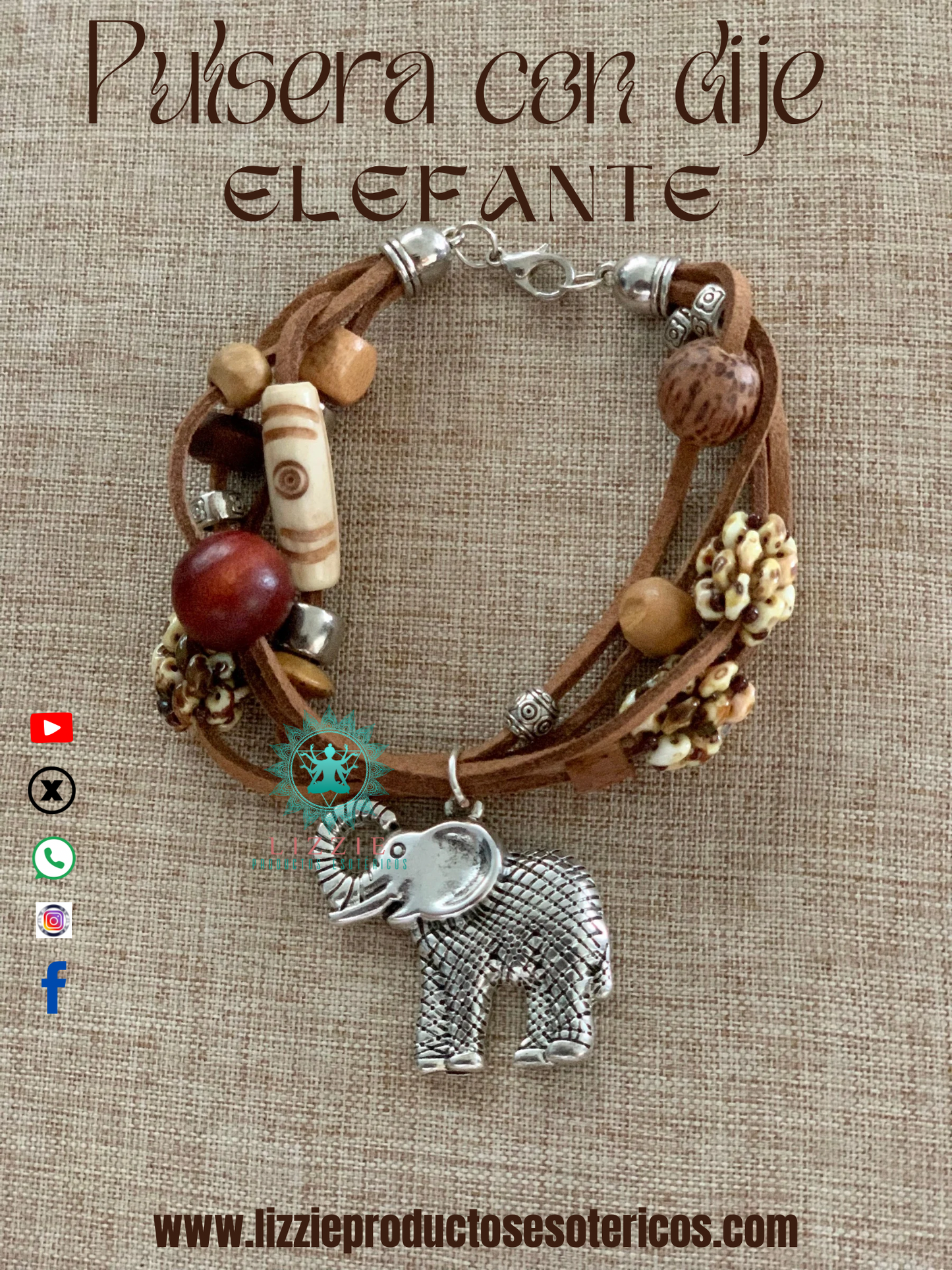 Pulsera con dije de Elefante