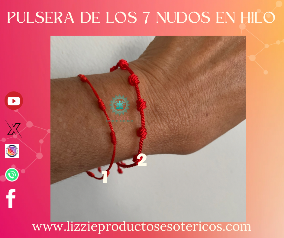 Pulsera con hilo rojo con los  7 nudos