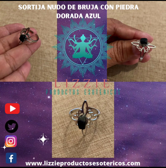 Witch's Knot Ring with Blue Golden Stone