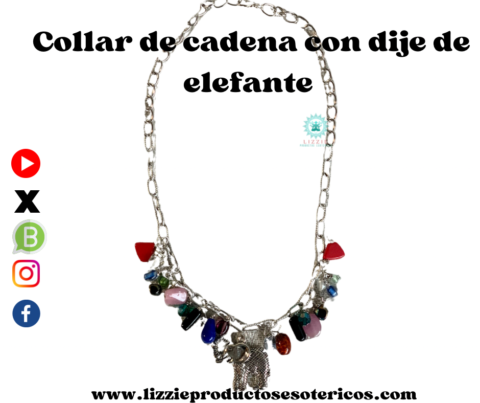 Collar y Pulsera de cadena con dije de elefante