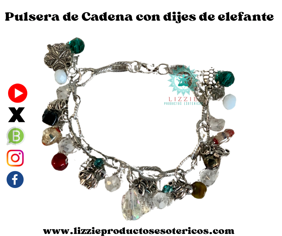 Collar y Pulsera de cadena con dije de elefante