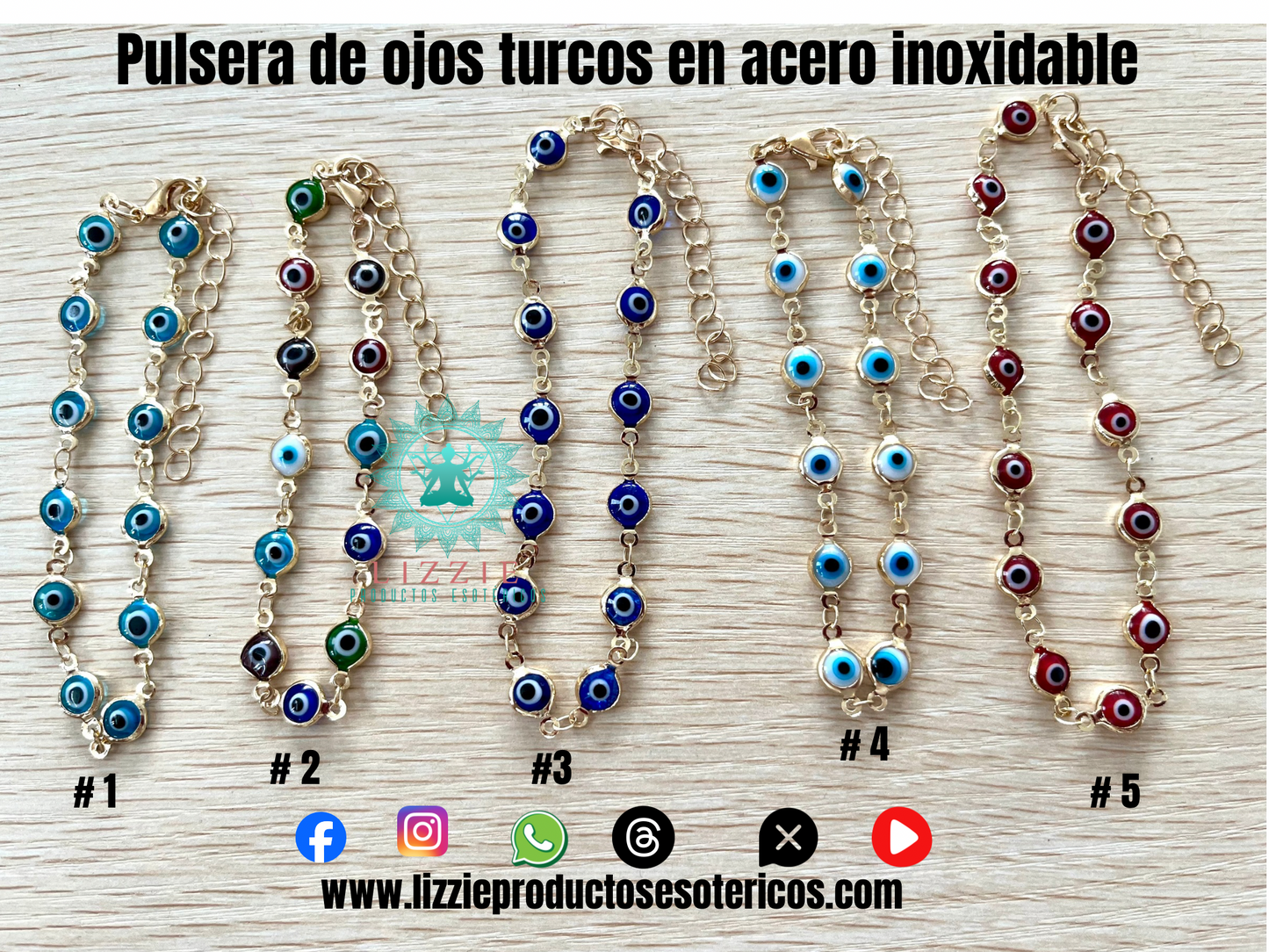 Pulseras de ojos turcos en acero inoxidable