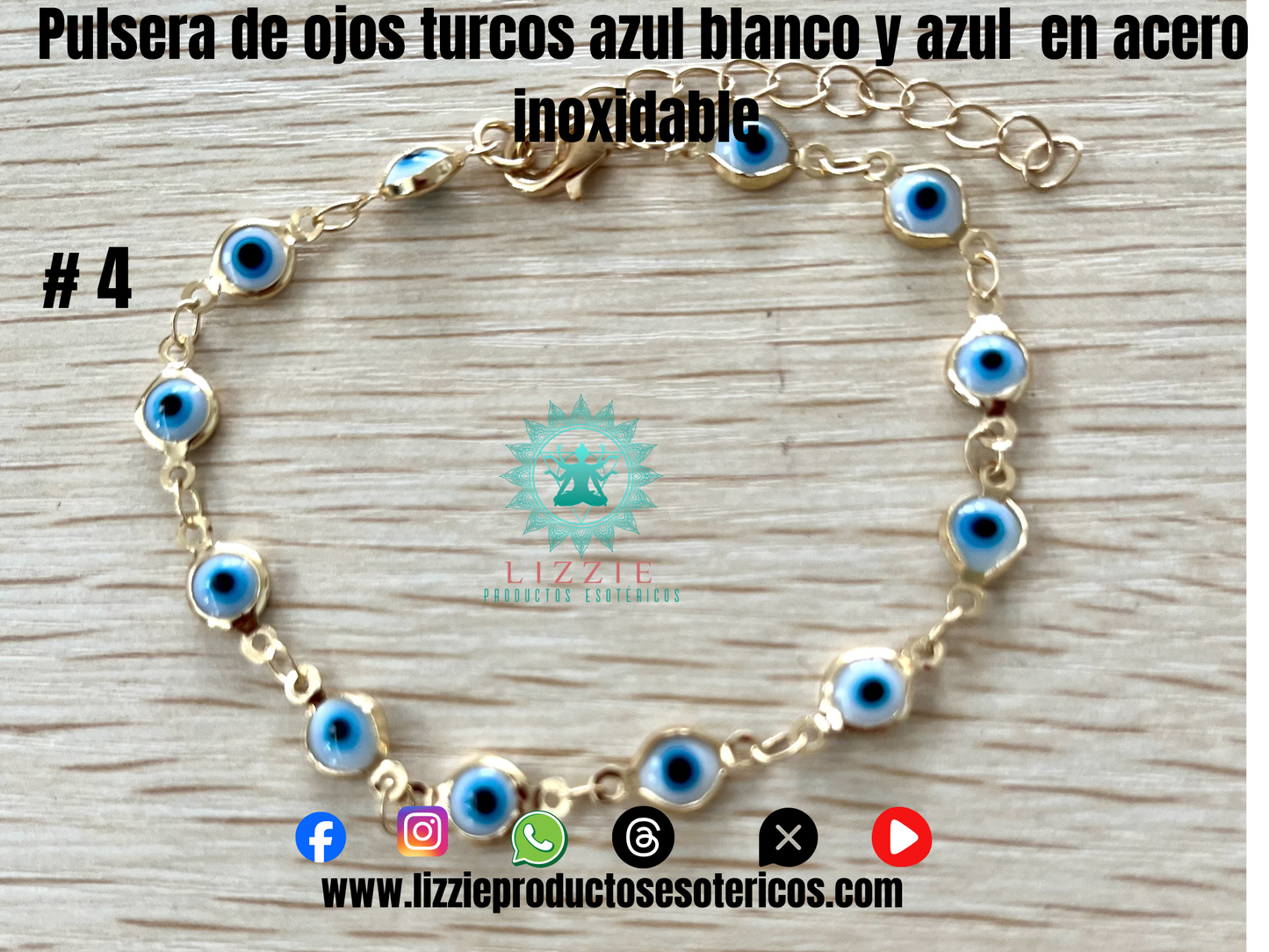 Pulseras de ojos turcos en acero inoxidable