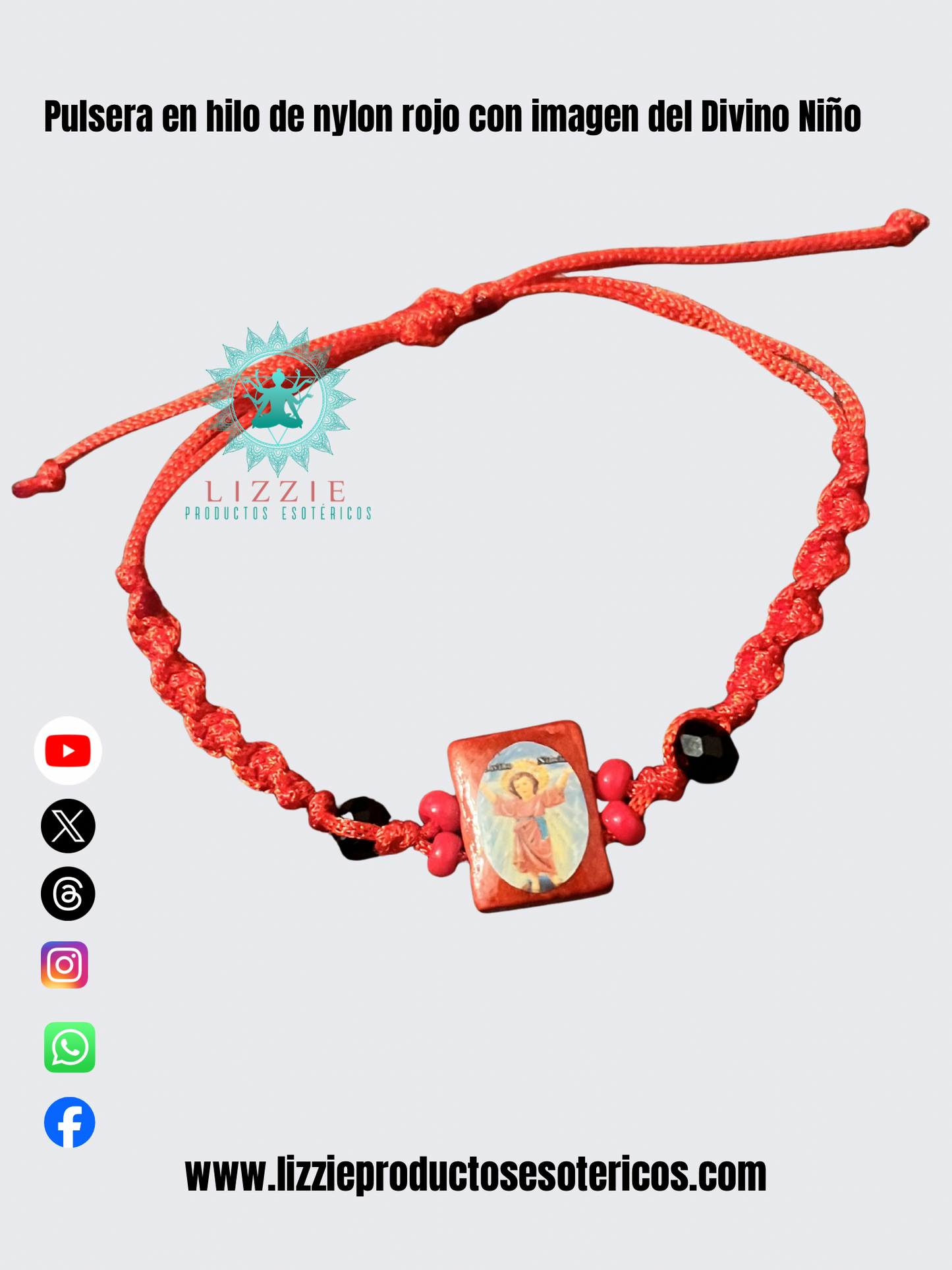 Pulseras en hilo de nylon rojo con imágenes de santos