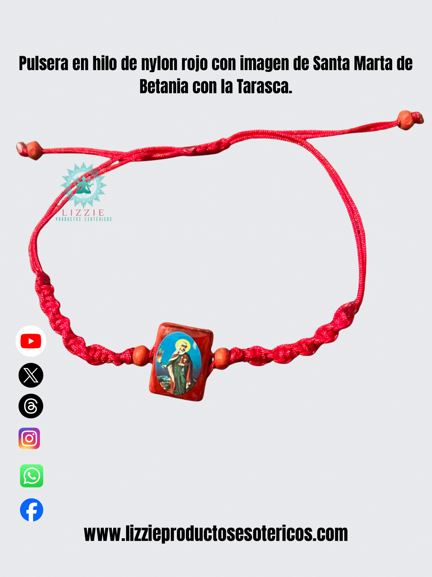 Pulseras en hilo de nylon rojo con imágenes de santos