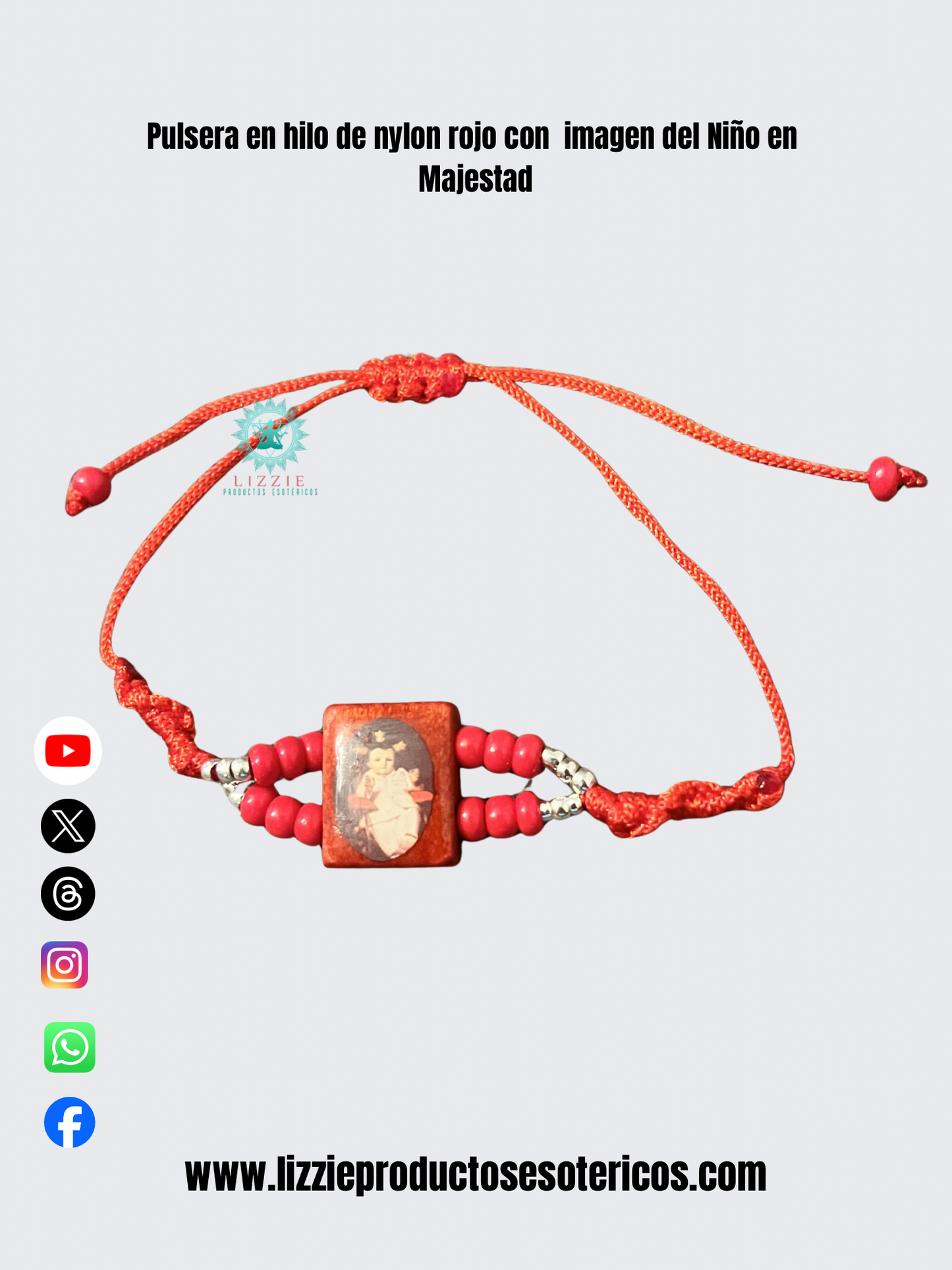 Pulseras en hilo de nylon rojo con imágenes de santos