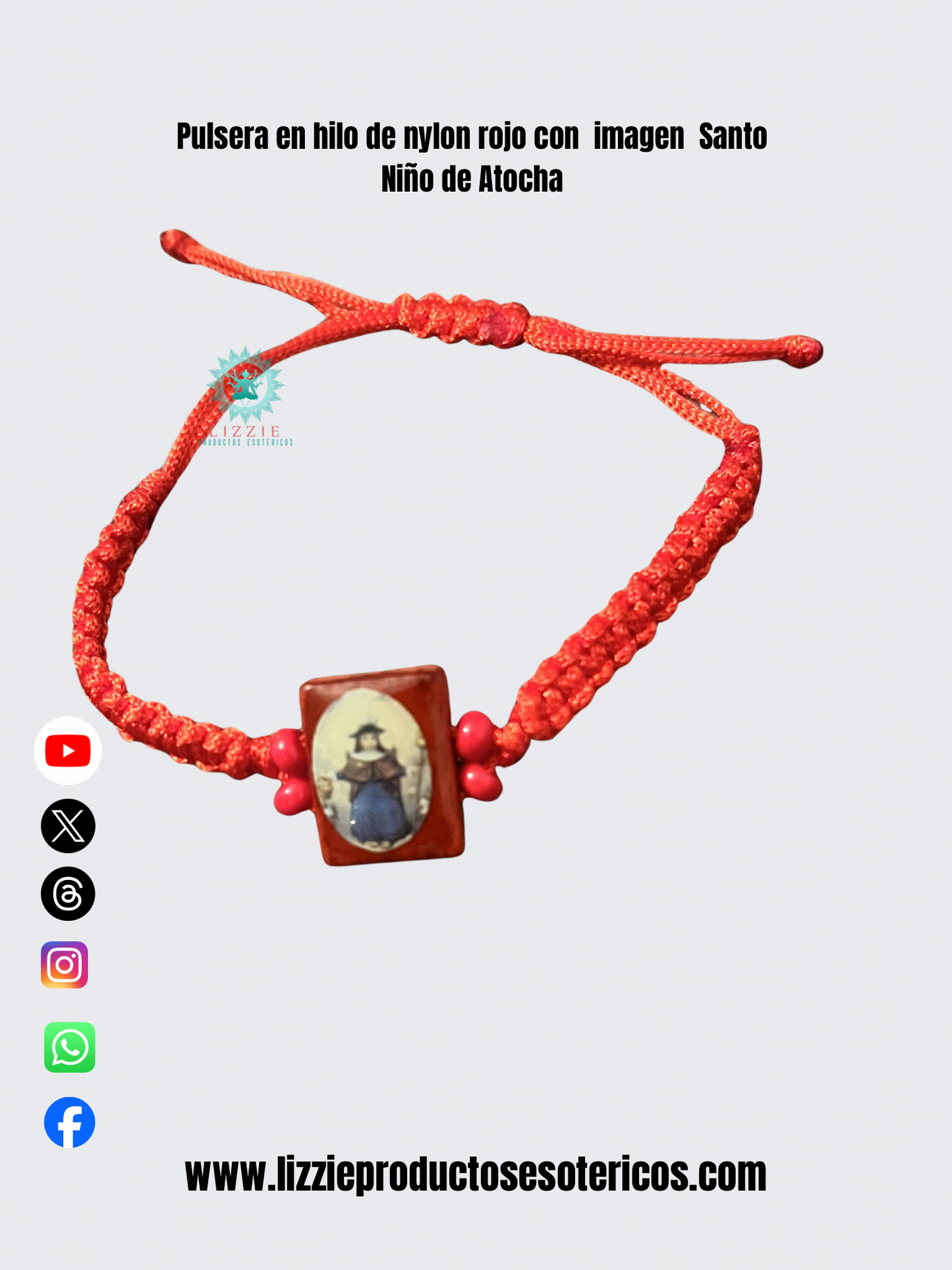 Pulseras en hilo de nylon rojo con imágenes de santos