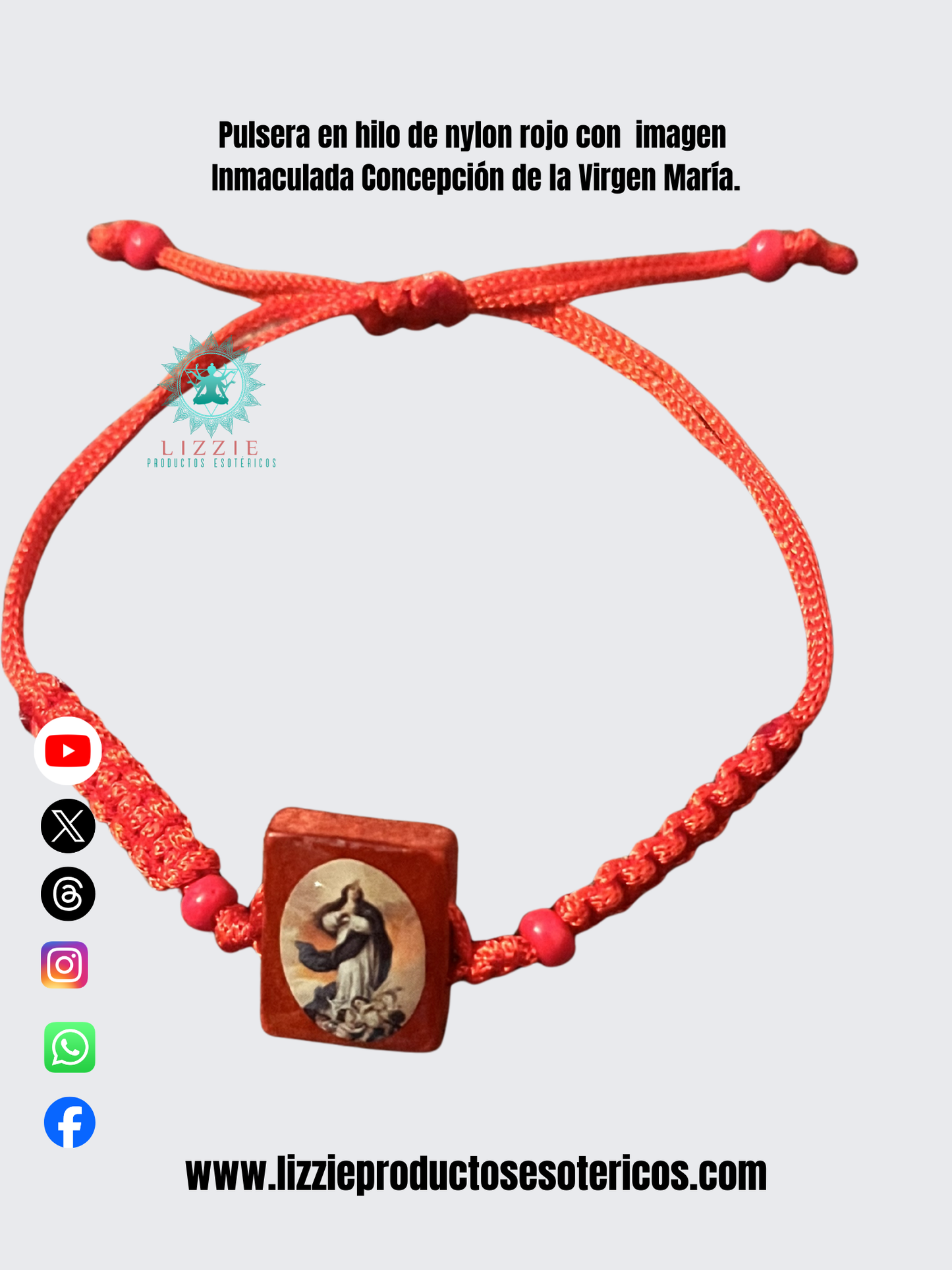 Pulseras en hilo de nylon rojo con imágenes de santos