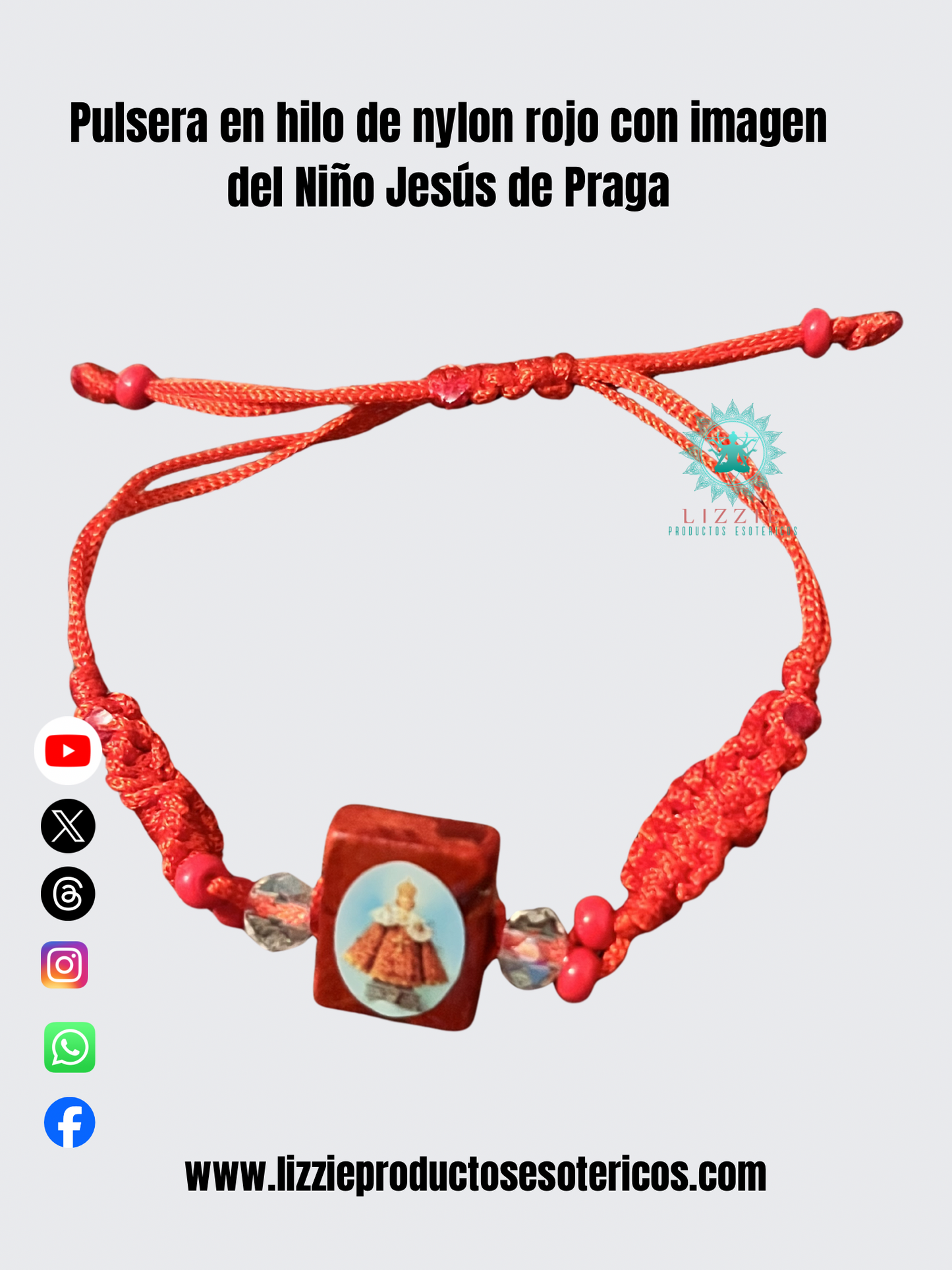 Pulseras en hilo de nylon rojo con imágenes de santos