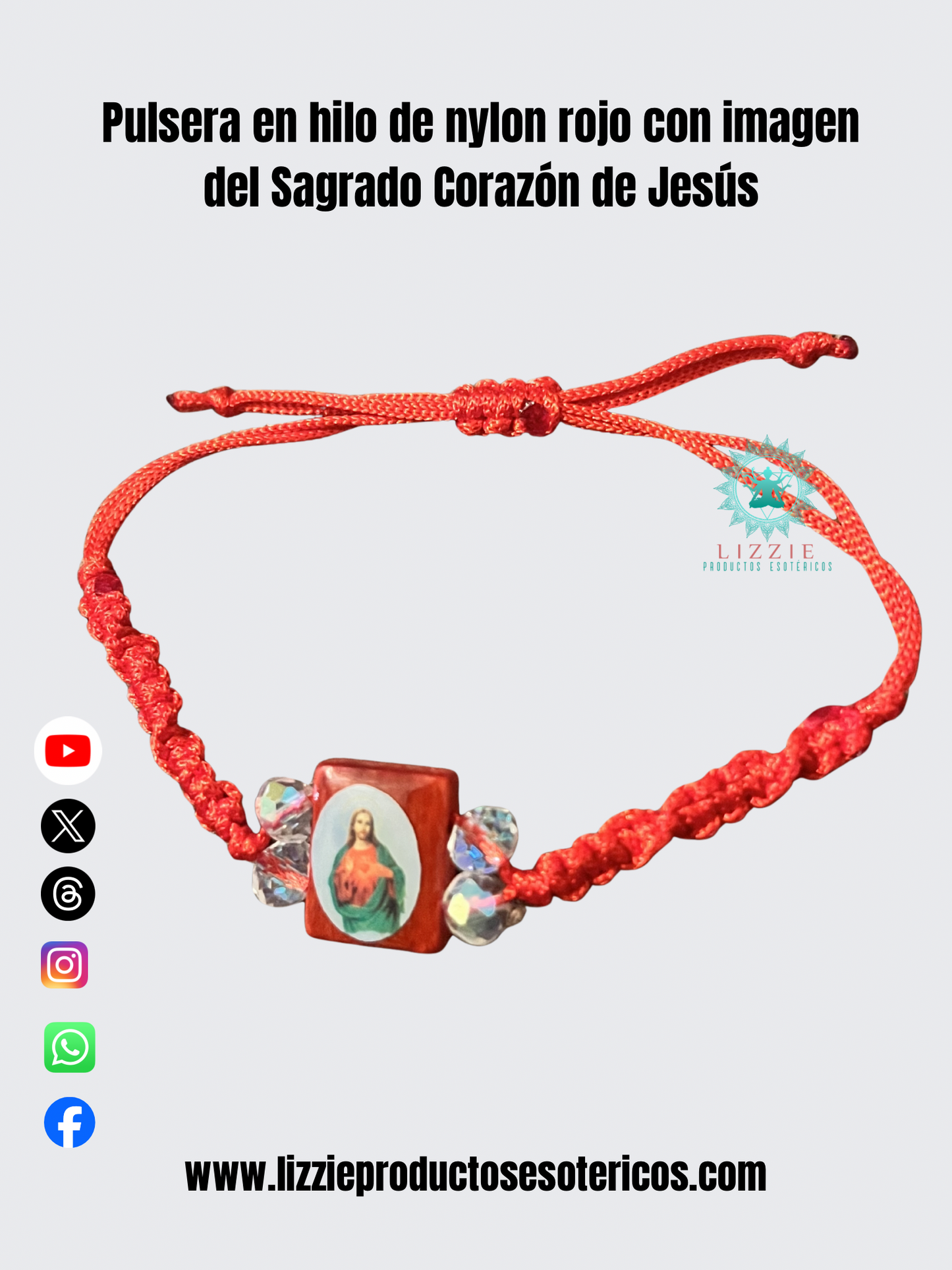 Pulseras en hilo de nylon rojo con imágenes de santos