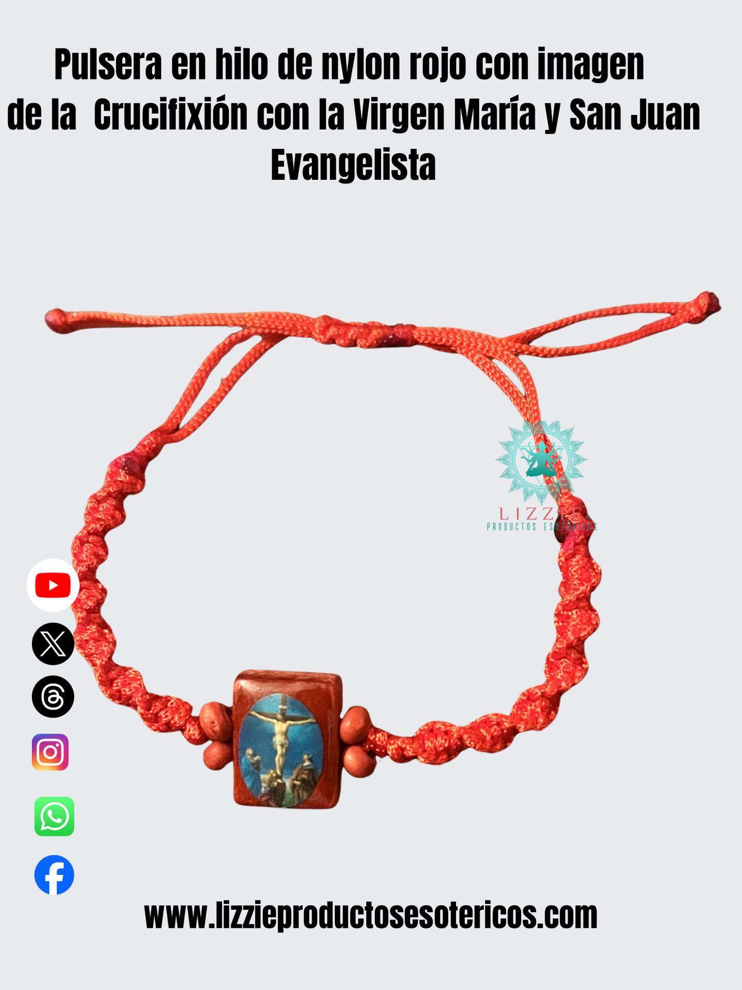 Pulseras en hilo de nylon rojo con imágenes de santos