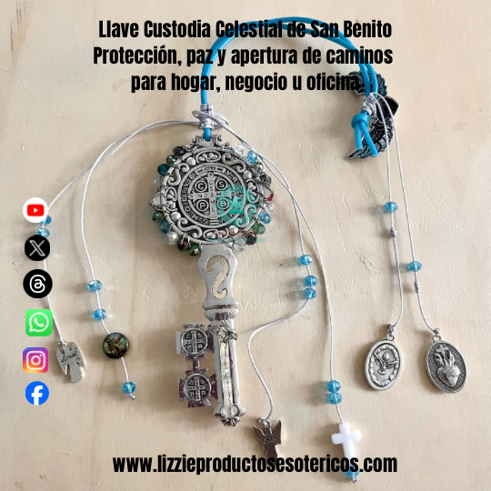 Llave Custodia Celestial de San Benito ( Protección, paz y apertura de caminos para hogar, negocio u oficina)