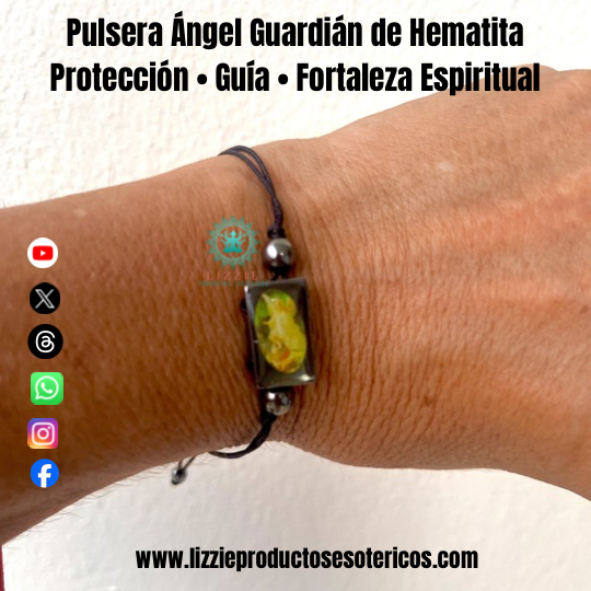 Pulsera Ángel Guardián de Hematita
Protección • Guía • Fortaleza Espiritual