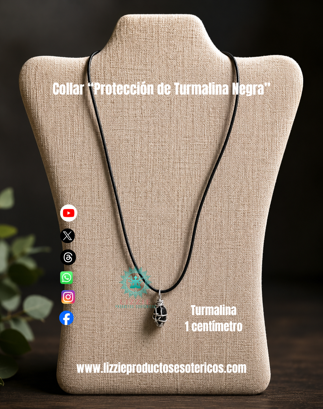 Collar Protección de Turmalina Negra