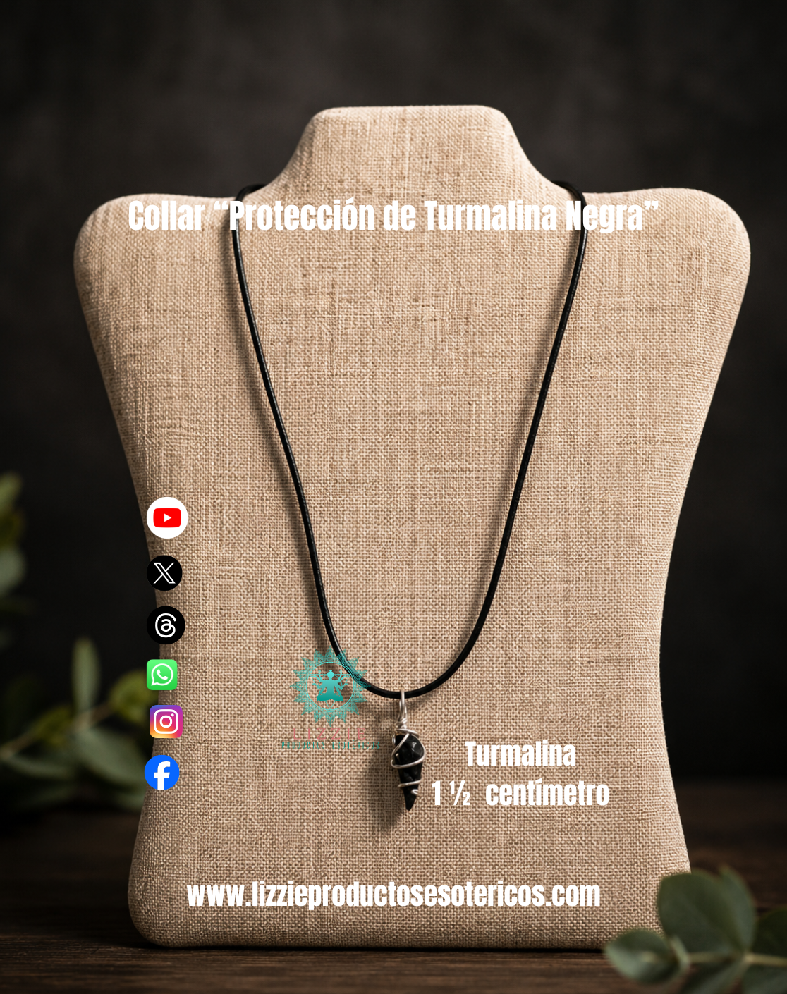 Collar Protección de Turmalina Negra