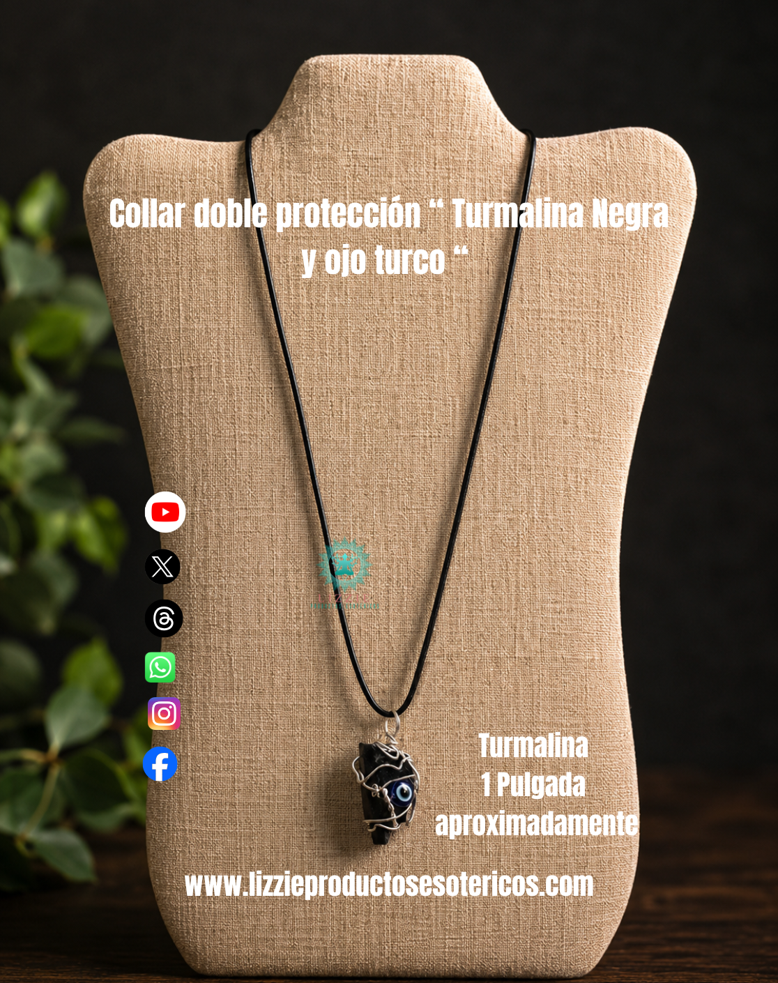 Collar doble protección ( Turmalina negra y ojo turco )