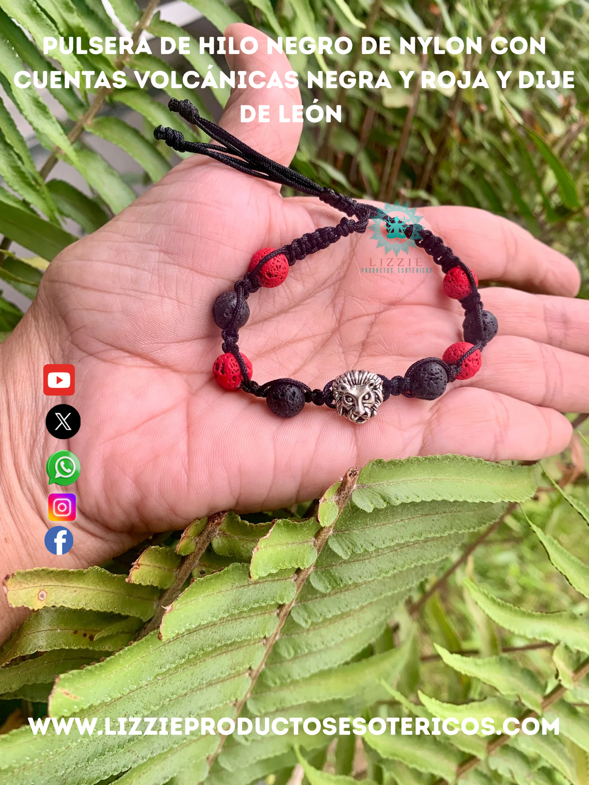 Pulsera En Hilo Negro De Nylon Con Cuentas Volc nicas Negra Y Roja Y D pulsera-en-hilo-negro-de-nylon-con-cuentas-volc-nicas-negra-y-roja-y-d
