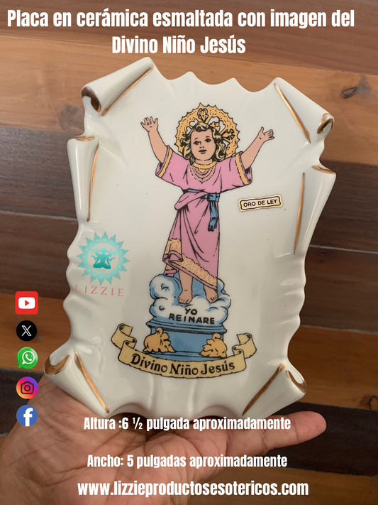 Placa en cerámica con imagen del Divino Niño