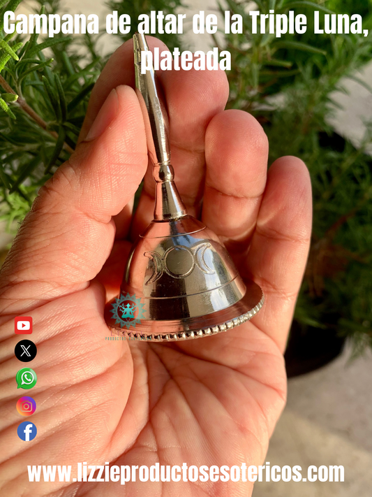 CAMPANA DE ALTAR DE TRIPLE LUNA - PLATEADA