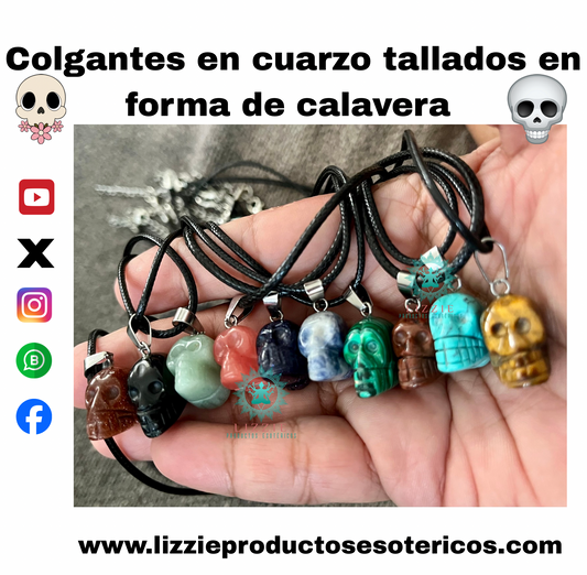 Colgante Cuarzo tallados en forma de  Calavera