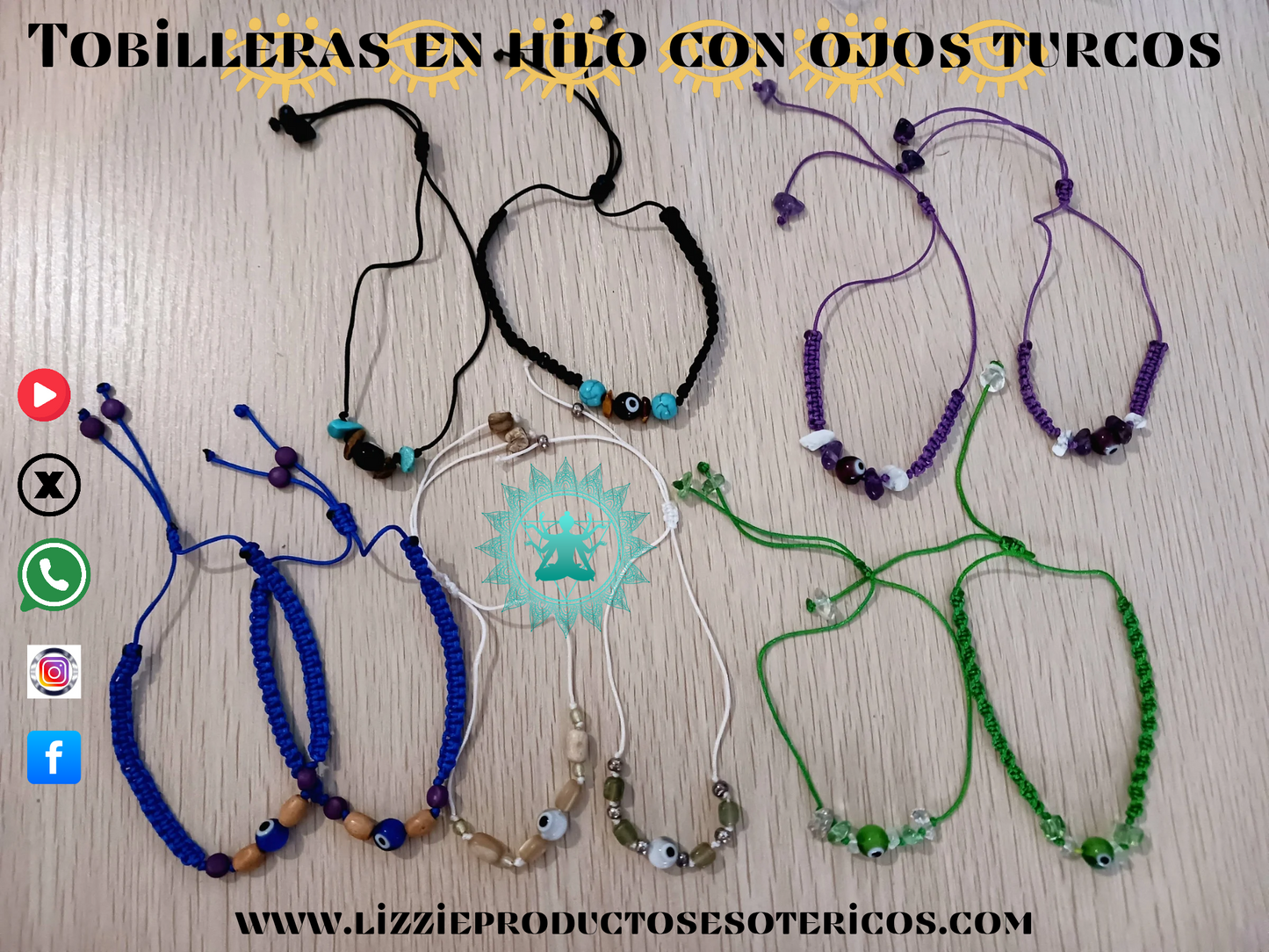 Tobilleras en hilo con ojos turcos