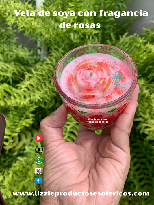 Vela de cera con Fragancia de Rosas