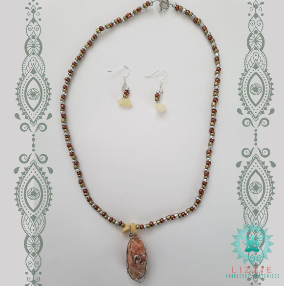 Calcite (necklace and lampshades)